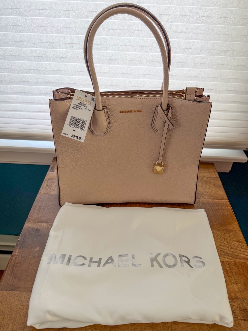 MICHAEL Michael Kors Mercer Pebbled Leather Tote Bag Light Blush Pink NWT